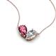 5 - Zemi 1.50 ctw Pear Shape Pink Tourmaline and Natural Diamond (7x5 mm) Toi Et Moi Pendant Necklace 
