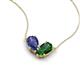5 - Zemi 1.40 ctw Pear Shape Iolite and Lab Grown Emerald (7x5 mm) Toi Et Moi Pendant Necklace 