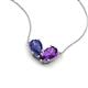 5 - Zemi 1.25 ctw Pear Shape Iolite and Amethyst (7x5 mm) Toi Et Moi Pendant Necklace 