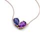 5 - Zemi 1.25 ctw Pear Shape Iolite and Amethyst (7x5 mm) Toi Et Moi Pendant Necklace 