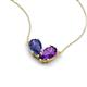 5 - Zemi 1.25 ctw Pear Shape Iolite and Amethyst (7x5 mm) Toi Et Moi Pendant Necklace 