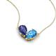 5 - Zemi 1.45 ctw Pear Shape Iolite and Blue Topaz (7x5 mm) Toi Et Moi Pendant Necklace 