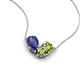 5 - Zemi 1.40 ctw Pear Shape Iolite and Peridot (7x5 mm) Toi Et Moi Pendant Necklace 
