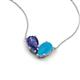 5 - Zemi 0.95 ctw Pear Shape Iolite and Turquoise (7x5 mm) Toi Et Moi Pendant Necklace 