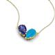 5 - Zemi 0.95 ctw Pear Shape Iolite and Turquoise (7x5 mm) Toi Et Moi Pendant Necklace 