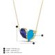 4 - Zemi 0.95 ctw Pear Shape Iolite and Turquoise (7x5 mm) Toi Et Moi Pendant Necklace 