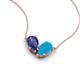5 - Zemi 0.95 ctw Pear Shape Iolite and Turquoise (7x5 mm) Toi Et Moi Pendant Necklace 