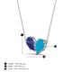 4 - Zemi 0.95 ctw Pear Shape Iolite and Turquoise (7x5 mm) Toi Et Moi Pendant Necklace 