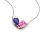 5 - Zemi 1.50 ctw Pear Shape Iolite and Lab Grown Pink Sapphire (7x5 mm) Toi Et Moi Pendant Necklace 