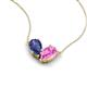5 - Zemi 1.50 ctw Pear Shape Iolite and Lab Grown Pink Sapphire (7x5 mm) Toi Et Moi Pendant Necklace 