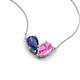 5 - Zemi 1.50 ctw Pear Shape Iolite and Lab Grown Pink Sapphire (7x5 mm) Toi Et Moi Pendant Necklace 