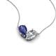 5 - Zemi 1.40 ctw Pear Shape Iolite and Natural Diamond (7x5 mm) Toi Et Moi Pendant Necklace 