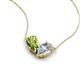 5 - Zemi 1.65 ctw Pear Shape Peridot and Moissanite (7x5 mm) Toi Et Moi Pendant Necklace 