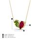 4 - Zemi 1.75 ctw Pear Shape Peridot and Lab Grown Ruby (7x5 mm) Toi Et Moi Pendant Necklace 