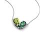 5 - Zemi 1.66 ctw Pear Shape Peridot and Created Alexandrite (7x5 mm) Toi Et Moi Pendant Necklace 