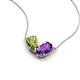 5 - Zemi 1.45 ctw Pear Shape Peridot and Amethyst (7x5 mm) Toi Et Moi Pendant Necklace 