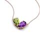 5 - Zemi 1.45 ctw Pear Shape Peridot and Amethyst (7x5 mm) Toi Et Moi Pendant Necklace 