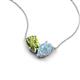 5 - Zemi 1.40 ctw Pear Shape Peridot and Aquamarine (7x5 mm) Toi Et Moi Pendant Necklace 