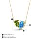 4 - Zemi 1.65 ctw Pear Shape Peridot and Blue Topaz (7x5 mm) Toi Et Moi Pendant Necklace 