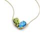5 - Zemi 1.65 ctw Pear Shape Peridot and Blue Topaz (7x5 mm) Toi Et Moi Pendant Necklace 