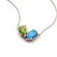 5 - Zemi 1.65 ctw Pear Shape Peridot and Blue Topaz (7x5 mm) Toi Et Moi Pendant Necklace 