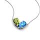 5 - Zemi 1.65 ctw Pear Shape Peridot and Blue Topaz (7x5 mm) Toi Et Moi Pendant Necklace 