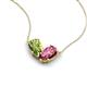 5 - Zemi 1.50 ctw Pear Shape Peridot and Pink Tourmaline (7x5 mm) Toi Et Moi Pendant Necklace 