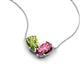 5 - Zemi 1.50 ctw Pear Shape Peridot and Pink Tourmaline (7x5 mm) Toi Et Moi Pendant Necklace 