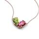 5 - Zemi 1.50 ctw Pear Shape Peridot and Pink Tourmaline (7x5 mm) Toi Et Moi Pendant Necklace 