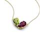 5 - Zemi 1.70 ctw Pear Shape Peridot and Rhodolite Garnet (7x5 mm) Toi Et Moi Pendant Necklace 
