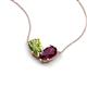 5 - Zemi 1.70 ctw Pear Shape Peridot and Rhodolite Garnet (7x5 mm) Toi Et Moi Pendant Necklace 