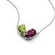 5 - Zemi 1.70 ctw Pear Shape Peridot and Rhodolite Garnet (7x5 mm) Toi Et Moi Pendant Necklace 