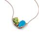 5 - Zemi 1.15 ctw Pear Shape Peridot and Turquoise (7x5 mm) Toi Et Moi Pendant Necklace 