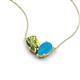 5 - Zemi 1.15 ctw Pear Shape Peridot and Turquoise (7x5 mm) Toi Et Moi Pendant Necklace 