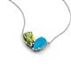 5 - Zemi 1.15 ctw Pear Shape Peridot and Turquoise (7x5 mm) Toi Et Moi Pendant Necklace 