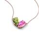 5 - Zemi 1.70 ctw Pear Shape Peridot and Lab Grown Pink Sapphire (7x5 mm) Toi Et Moi Pendant Necklace 