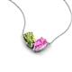 5 - Zemi 1.70 ctw Pear Shape Peridot and Lab Grown Pink Sapphire (7x5 mm) Toi Et Moi Pendant Necklace 