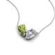 5 - Zemi 1.60 ctw Pear Shape Peridot and Natural Diamond (7x5 mm) Toi Et Moi Pendant Necklace 