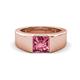 1 - Jordan 1.10 ct Princess Shape Solitaire Pink Tourmaline (6.00 mm) Men's Wedding Band 