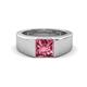 1 - Jordan 1.10 ct Princess Shape Solitaire Pink Tourmaline (6.00 mm) Men's Wedding Band 