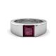 1 - Jordan 1.25 ct Princess Shape Solitaire Rhodolite Garnet (6.00 mm) Men's Wedding Band 