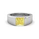 1 - Jordan 1.44 ct Princess Shape Solitaire Lab Grown Yellow Sapphire (6.00 mm) Men's Wedding Band 