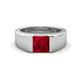 1 - Jordan 1.44 ct Princess Shape Solitaire Lab Grown Ruby (6.00 mm) Men's Wedding Band 