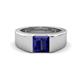 1 - Jordan 1.44 ct Princess Shape Solitaire Lab Grown Blue Sapphire (6.00 mm) Men's Wedding Band 