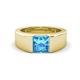 1 - Jordan 1.38 ct Princess Shape Solitaire Blue Topaz (6.00 mm) Men's Wedding Band 