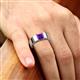 2 - Jordan 1.00 ct Princess Shape Solitaire Amethyst (6.00 mm) Men's Wedding Band 