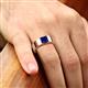 2 - Jordan 1.44 ct Princess Shape Solitaire Lab Grown Blue Sapphire (6.00 mm) Men's Wedding Band 
