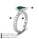 6 - Dionne 3.60 ctw Emerald Shape London Blue Topaz (9 X 7 mm) accented Baguette Shape Lab Grown Diamonds Engagement Ring 