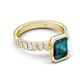 9 - Dionne 3.60 ctw Emerald Shape London Blue Topaz (9 X 7 mm) accented Baguette Shape Lab Grown Diamonds Engagement Ring 