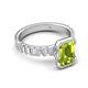 9 - Dionne 3.05 ctw Emerald Shape Peridot (9 X 7 mm) accented Baguette Shape Lab Grown Diamonds Engagement Ring 